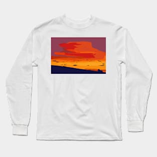 Orange Hillside Sunset Long Sleeve T-Shirt